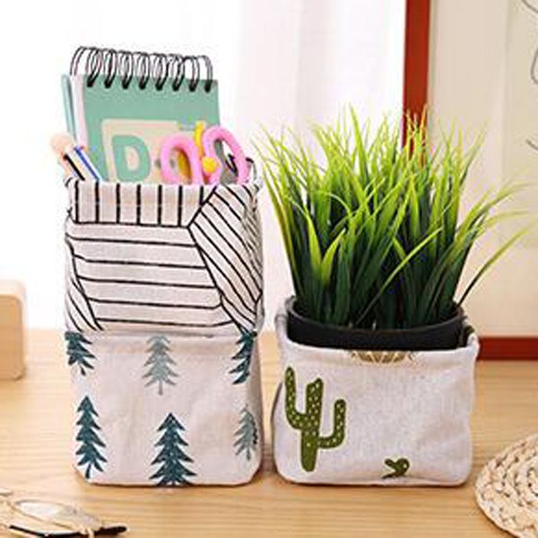 storage boxes underwear socks storage basket linen toy box cloth makeup organizer desk container striped household accessories